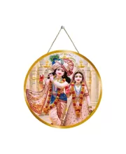 Radha Krishna 12x12 Inch Round Religious Photo Frame | Spiritual Wall Decor For Home Temple, Pooja Room & Office | Divine Wall Art Picture For Worship, Meditation & Gift (F13136)