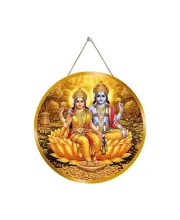 Lord Vishnu Lakshmi 12x12 Inch Round Religious Photo Frame | Spiritual Wall Decor For Home Temple, Pooja Room & Office | Divine Wall Art Picture For Worship, Meditation & Gift (F13139)