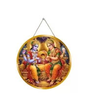 Lord Vishnu Lakshmi 12x12 Inch Round Religious Photo Frame | Spiritual Wall Decor For Home Temple, Pooja Room & Office | Divine Wall Art Picture For Worship, Meditation & Gift (F13140)