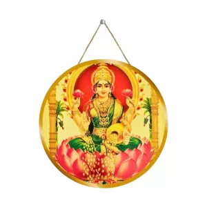 Goddess Lakshmi 12x12 Inch Round Religious Photo Frame | Spiritual Wall Decor For Home Temple, Pooja Room & Office | Divine Wall Art Picture For Worship, Meditation & Gift (F13142)