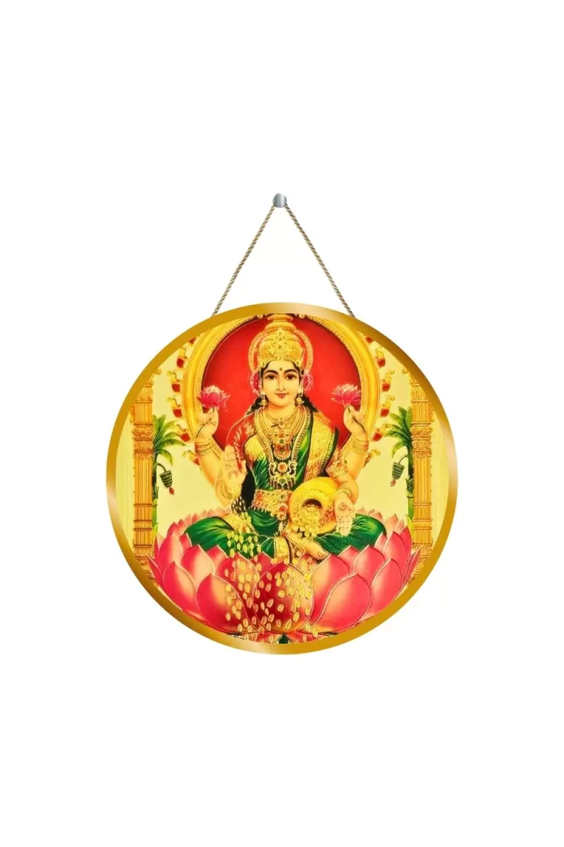 Goddess Lakshmi 12x12 Inch Round Religious Photo Frame | Spiritual Wall Decor For Home Temple, Pooja Room & Office | Divine Wall Art Picture For Worship, Meditation & Gift (F13142)