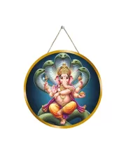 Lord Ganesha 12x12 Inch Round Religious Photo Frame | Spiritual Wall Decor For Home Temple, Pooja Room & Office | Divine Wall Art Picture For Worship, Meditation & Gift (F13143)