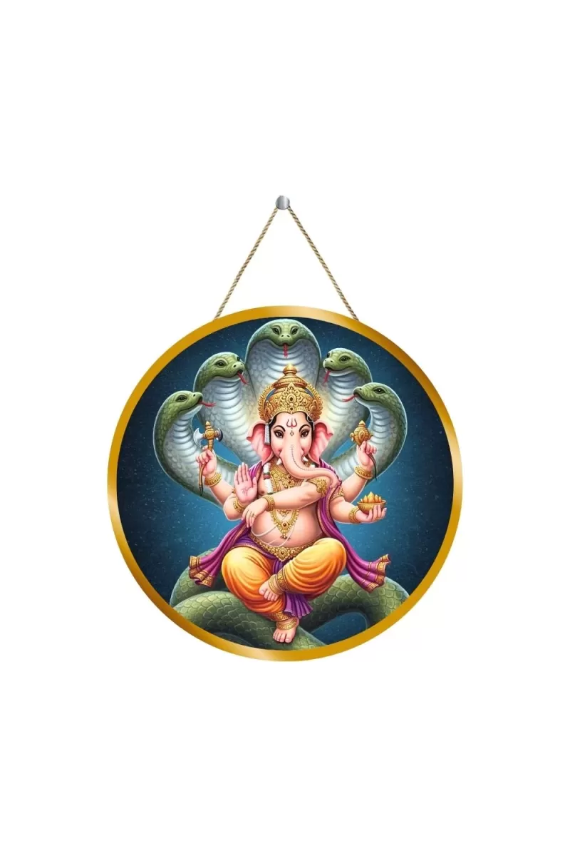 Lord Ganesha 12x12 Inch Round Religious Photo Frame | Spiritual Wall Decor For Home Temple, Pooja Room & Office | Divine Wall Art Picture For Worship, Meditation & Gift (F13143)