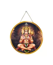 Lord Hanuman 12x12 Inch Round Religious Photo Frame | Spiritual Wall Decor For Home Temple, Pooja Room & Office | Divine Wall Art Picture For Worship, Meditation & Gift (F13145)