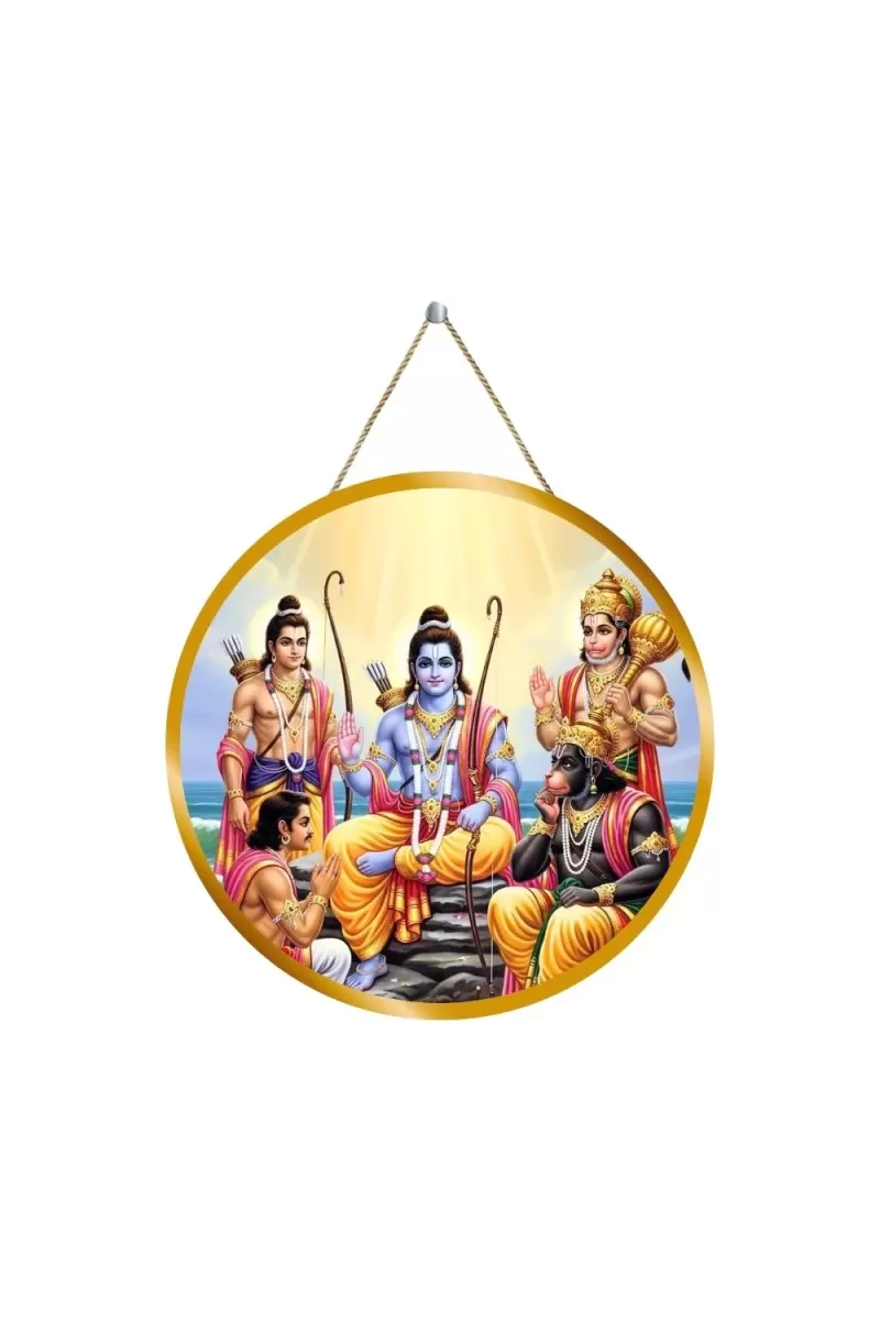 Lord Rama Lakhmana Hanuman 12x12 Inch Round Religious Photo Frame | Spiritual Wall Decor For Home Temple, Pooja Room & Office | Divine Wall Art Picture For Worship, Meditation & Gift (F13148)