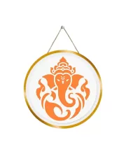 Lord Ganesha 12x12 Inch Round Religious Photo Frame | Spiritual Wall Decor For Home Temple, Pooja Room & Office | Divine Wall Art Picture For Worship, Meditation & Gift (F13158)