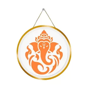 Lord Ganesha 12x12 Inch Round Religious Photo Frame | Spiritual Wall Decor For Home Temple, Pooja Room & Office | Divine Wall Art Picture For Worship, Meditation & Gift (F13158)