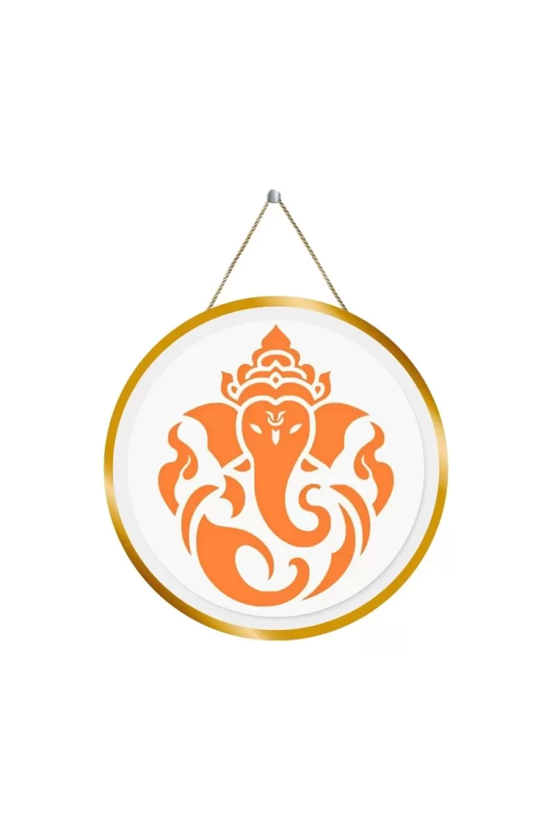 Lord Ganesha 12x12 Inch Round Religious Photo Frame | Spiritual Wall Decor For Home Temple, Pooja Room & Office | Divine Wall Art Picture For Worship, Meditation & Gift (F13158)