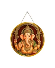 Lord Ganesha 12x12 Inch Round Religious Photo Frame | Spiritual Wall Decor For Home Temple, Pooja Room & Office | Divine Wall Art Picture For Worship, Meditation & Gift (F13152)