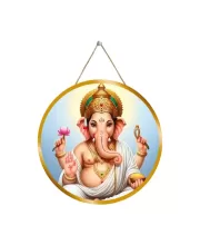 Lord Ganesha 12x12 Inch Round Religious Photo Frame | Spiritual Wall Decor For Home Temple, Pooja Room & Office | Divine Wall Art Picture For Worship, Meditation & Gift (F13154)