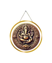 Lord Ganesha 12x12 Inch Round Religious Photo Frame | Spiritual Wall Decor For Home Temple, Pooja Room & Office | Divine Wall Art Picture For Worship, Meditation & Gift (F13155)