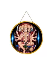 Lord Hanuman 12x12 Inch Round Religious Photo Frame | Spiritual Wall Decor For Home Temple, Pooja Room & Office | Divine Wall Art Picture For Worship, Meditation & Gift (F13157)