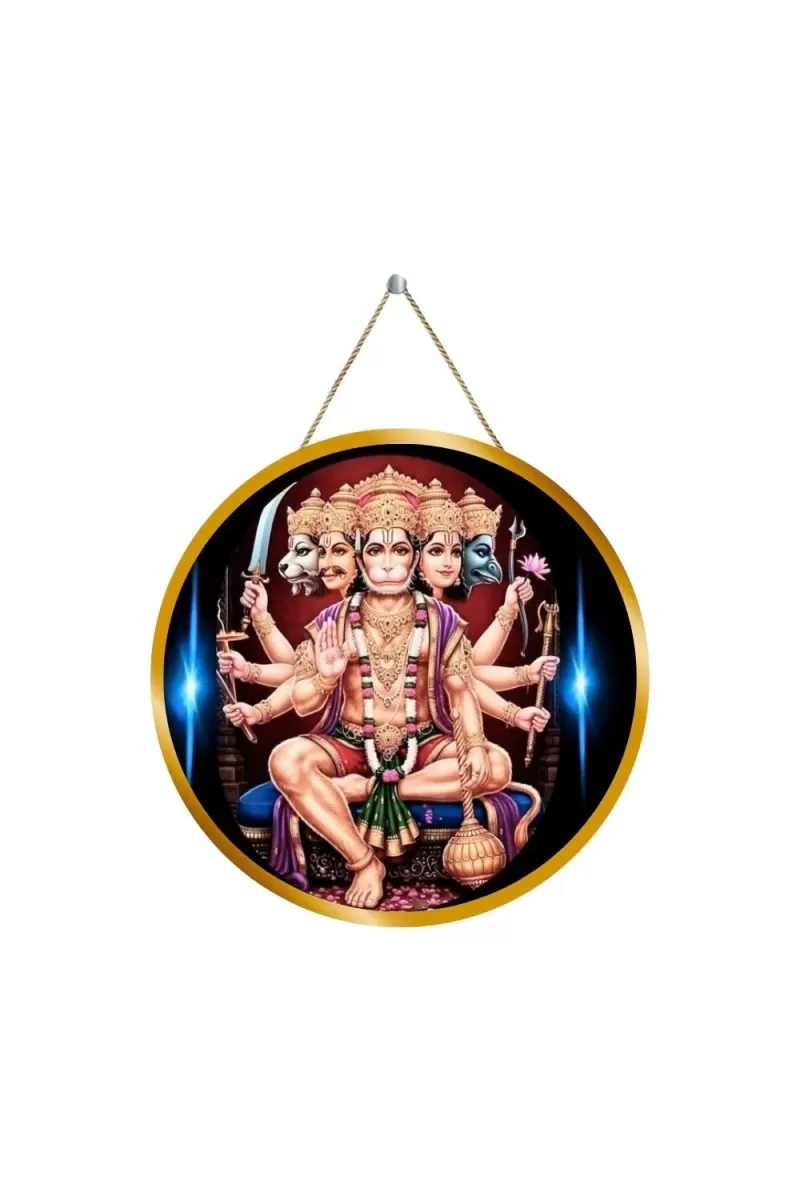 Lord Hanuman 12x12 Inch Round Religious Photo Frame | Spiritual Wall Decor For Home Temple, Pooja Room & Office | Divine Wall Art Picture For Worship, Meditation & Gift (F13157)