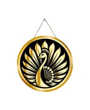 Peacock Symbol 12x12 Inch Round Religious Photo Frame | Spiritual Wall Decor For Home Temple, Pooja Room & Office | Divine Wall Art Picture For Worship, Meditation & Gift (F13159)