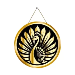 Peacock Symbol 12x12 Inch Round Religious Photo Frame | Spiritual Wall Decor For Home Temple, Pooja Room & Office | Divine Wall Art Picture For Worship, Meditation & Gift (F13159)