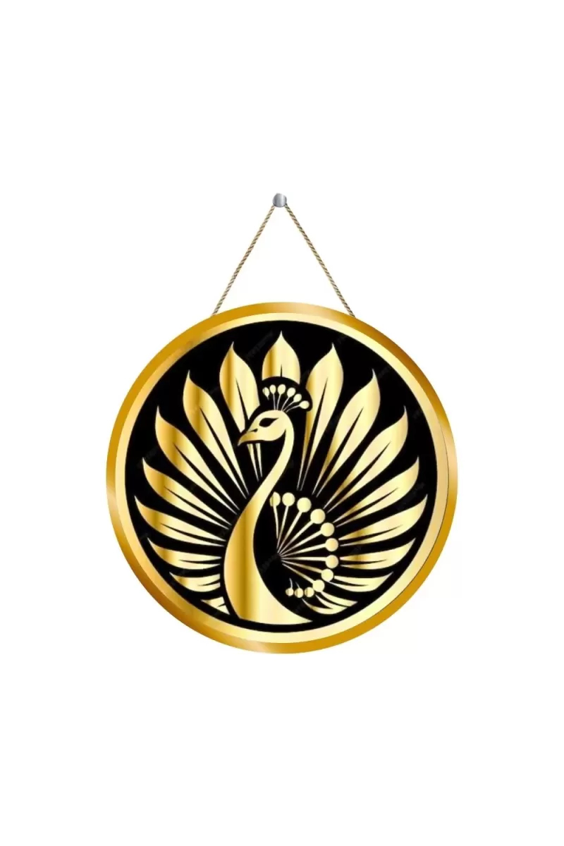 Peacock Symbol 12x12 Inch Round Religious Photo Frame | Spiritual Wall Decor For Home Temple, Pooja Room & Office | Divine Wall Art Picture For Worship, Meditation & Gift (F13159)