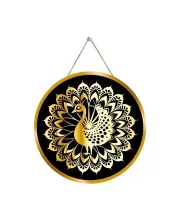 Peacock Symbol 12x12 Inch Round Religious Photo Frame | Spiritual Wall Decor For Home Temple, Pooja Room & Office | Divine Wall Art Picture For Worship, Meditation & Gift (F13160)