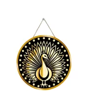 Peacock Symbol 12x12 Inch Round Religious Photo Frame | Spiritual Wall Decor For Home Temple, Pooja Room & Office | Divine Wall Art Picture For Worship, Meditation & Gift (F13162)