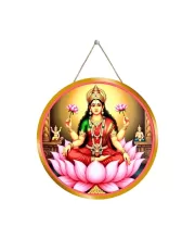 Goddess Lakshmi 12x12 Inch Round Religious Photo Frame | Spiritual Wall Decor For Home Temple, Pooja Room & Office | Divine Wall Art Picture For Worship, Meditation & Gift (F13163)