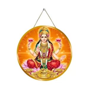 Goddess Lakshmi 12x12 Inch Round Religious Photo Frame | Spiritual Wall Decor For Home Temple, Pooja Room & Office | Divine Wall Art Picture For Worship, Meditation & Gift (F13164)