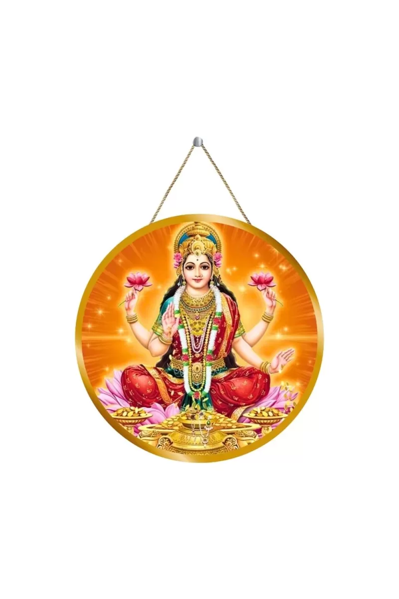 Goddess Lakshmi 12x12 Inch Round Religious Photo Frame | Spiritual Wall Decor For Home Temple, Pooja Room & Office | Divine Wall Art Picture For Worship, Meditation & Gift (F13164)