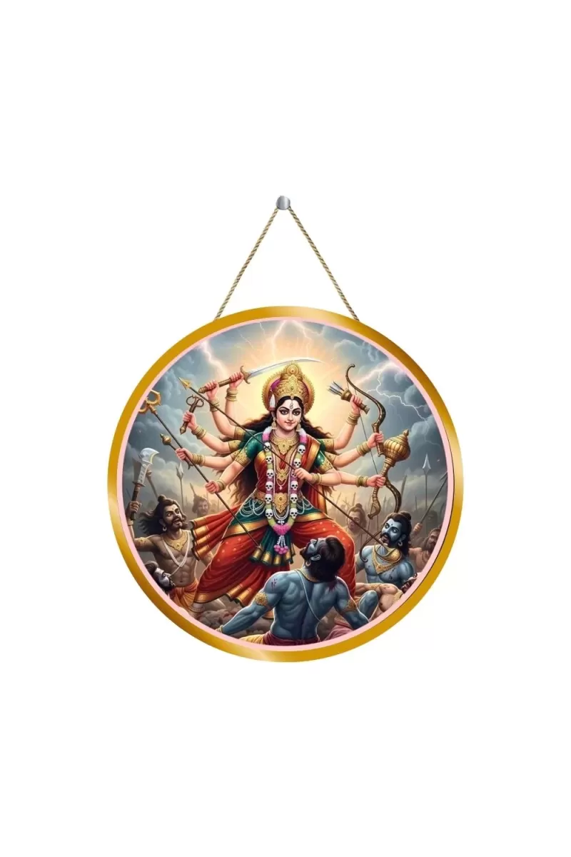 Maa Kali 12x12 Inch Round Religious Photo Frame | Spiritual Wall Decor For Home Temple, Pooja Room & Office | Divine Wall Art Picture For Worship, Meditation & Gift (F13165)