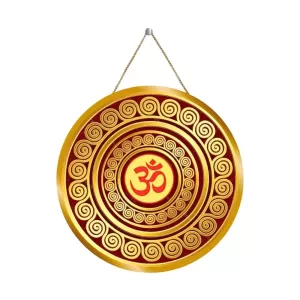 Om Symbol 12x12 Inch Round Religious Photo Frame | Spiritual Wall Decor For Home Temple, Pooja Room & Office | Divine Wall Art Picture For Worship, Meditation & Gift (F13168)