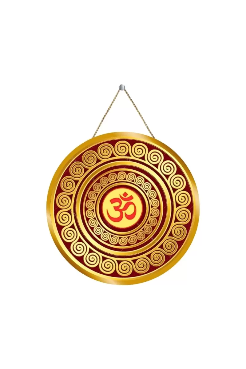 Om Symbol 12x12 Inch Round Religious Photo Frame | Spiritual Wall Decor For Home Temple, Pooja Room & Office | Divine Wall Art Picture For Worship, Meditation & Gift (F13168)