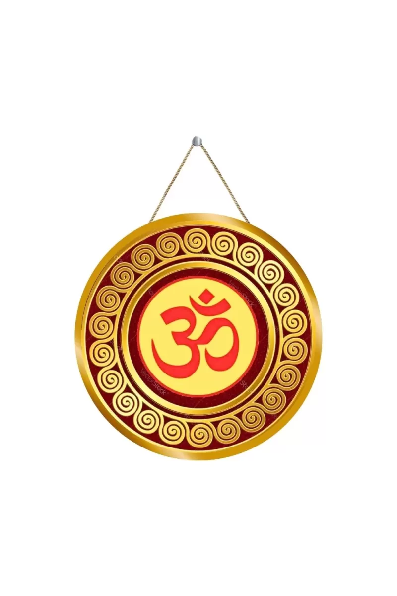 Om Symbol 12x12 Inch Round Religious Photo Frame | Spiritual Wall Decor For Home Temple, Pooja Room & Office | Divine Wall Art Picture For Worship, Meditation & Gift (F13169)