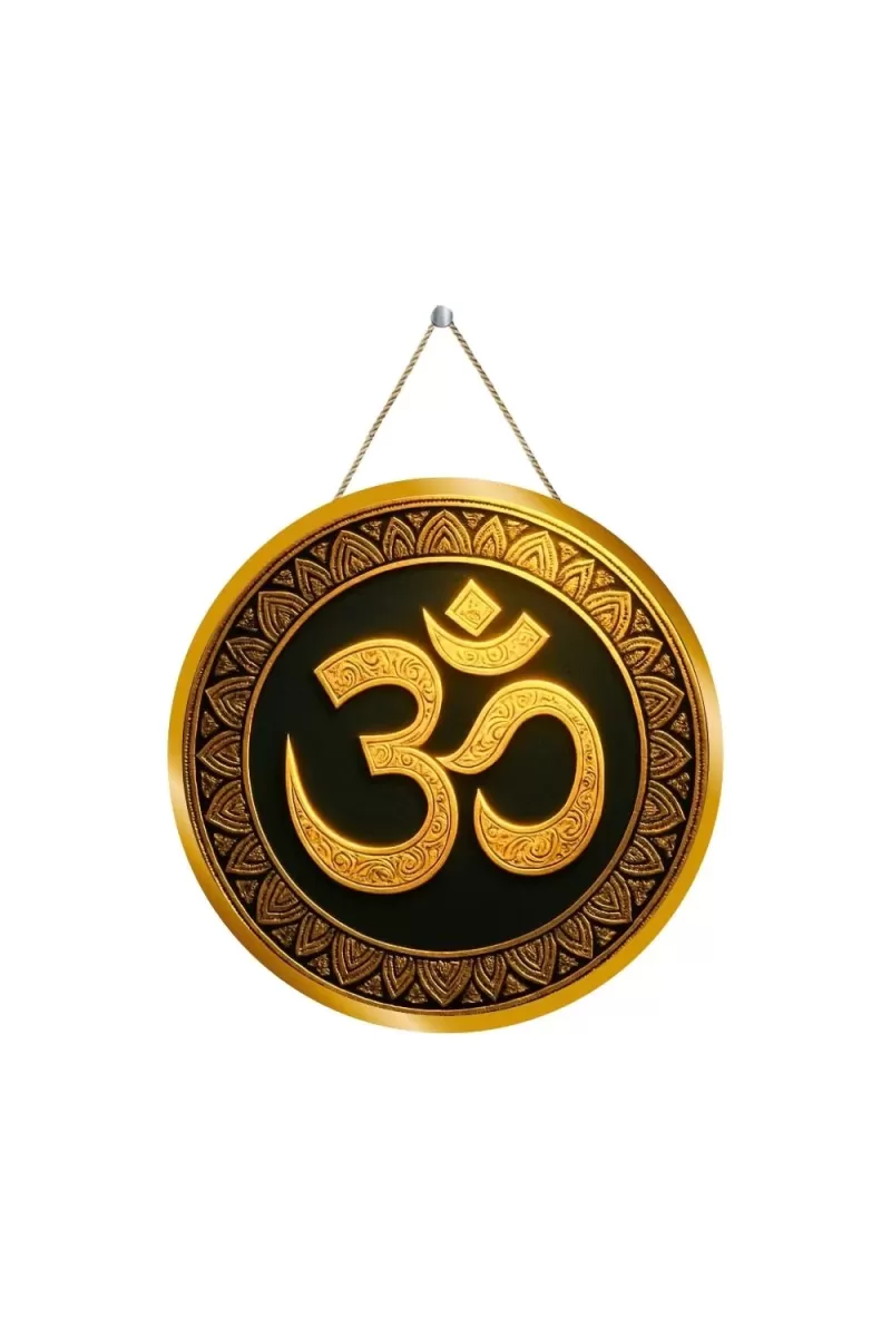 Om Symbol 12x12 Inch Round Religious Photo Frame | Spiritual Wall Decor For Home Temple, Pooja Room & Office | Divine Wall Art Picture For Worship, Meditation & Gift (F13171)