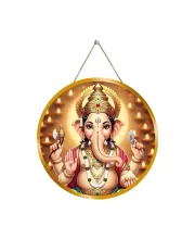 Lord Ganesha 12x12 Inch Round Religious Photo Frame | Spiritual Wall Decor For Home Temple, Pooja Room & Office | Divine Wall Art Picture For Worship, Meditation & Gift (F13177)