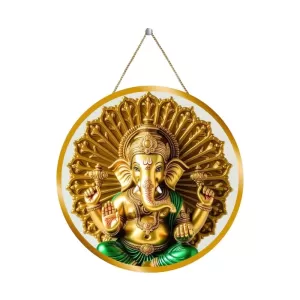 Lord Ganesha 12x12 Inch Round Religious Photo Frame | Spiritual Wall Decor For Home Temple, Pooja Room & Office | Divine Wall Art Picture For Worship, Meditation & Gift (F13178)