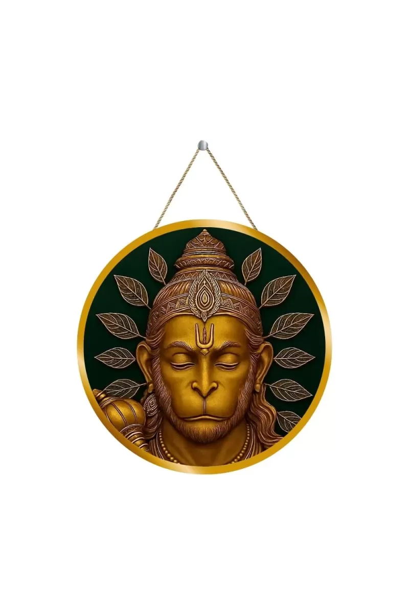 Lord Hanuman 12x12 Inch Round Religious Photo Frame | Spiritual Wall Decor For Home Temple, Pooja Room & Office | Divine Wall Art Picture For Worship, Meditation & Gift (F13181)