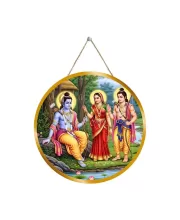 Lord Rama Sita Lakshmana 12x12 Inch Round Religious Photo Frame | Spiritual Wall Decor For Home Temple, Pooja Room & Office | Divine Wall Art Picture For Worship, Meditation & Gift (F13185)