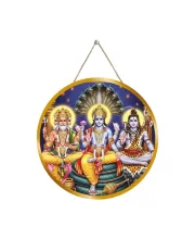 Lord Bramha Vishnu Shiva 12x12 Inch Round Religious Photo Frame | Spiritual Wall Decor For Home Temple, Pooja Room & Office | Divine Wall Art Picture For Worship, Meditation & Gift (F13187)