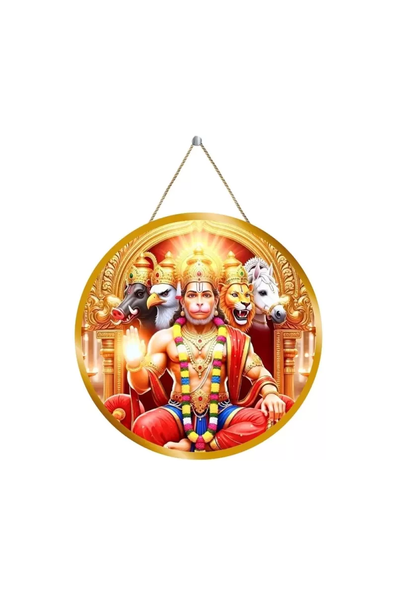 Lord Hanuman 12x12 Inch Round Religious Photo Frame | Spiritual Wall Decor For Home Temple, Pooja Room & Office | Divine Wall Art Picture For Worship, Meditation & Gift (F13188)