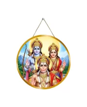 Lord Rama Sita Hanuman 12x12 Inch Round Religious Photo Frame | Spiritual Wall Decor For Home Temple, Pooja Room & Office | Divine Wall Art Picture For Worship, Meditation & Gift (F13189)