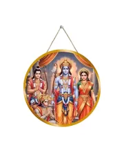 Lord Rama Sita Lakshmana Hanuman 12x12 Inch Round Religious Photo Frame | Spiritual Wall Decor For Home Temple, Pooja Room & Office | Divine Wall Art Picture For Worship, Meditation & Gift (F13191)