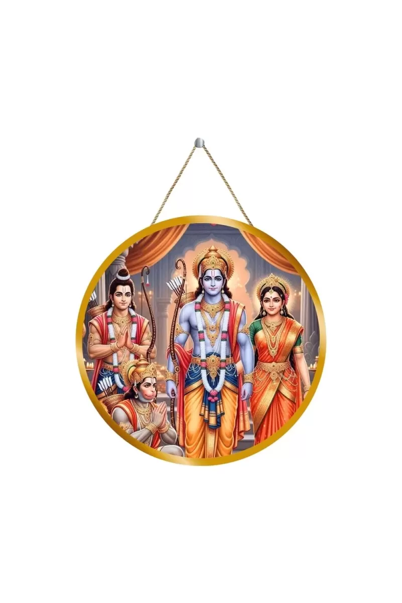 Lord Rama Sita Lakshmana Hanuman 12x12 Inch Round Religious Photo Frame | Spiritual Wall Decor For Home Temple, Pooja Room & Office | Divine Wall Art Picture For Worship, Meditation & Gift (F13191)