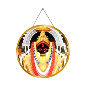 Kalighat Kali 12x12 Inch Round Religious Photo Frame | Spiritual Wall Decor For Home Temple, Pooja Room & Office | Divine Wall Art Picture For Worship, Meditation & Gift (F13192)