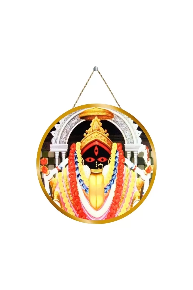 Kalighat Kali 12x12 Inch Round Religious Photo Frame | Spiritual Wall Decor For Home Temple, Pooja Room & Office | Divine Wall Art Picture For Worship, Meditation & Gift (F13192)