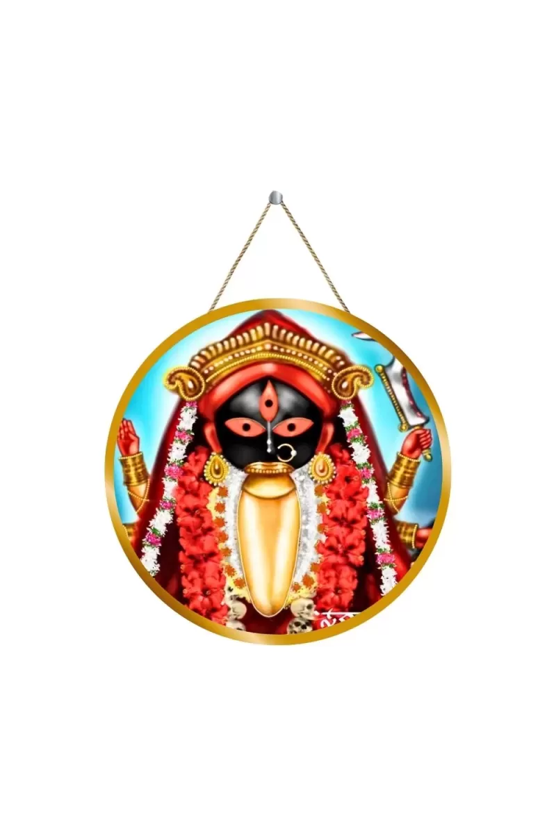 Kalighat Kali 12x12 Inch Round Religious Photo Frame | Spiritual Wall Decor For Home Temple, Pooja Room & Office | Divine Wall Art Picture For Worship, Meditation & Gift (F13193)