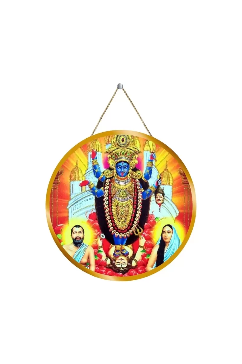 Maa Kali Matha 12x12 Inch Round Religious Photo Frame | Spiritual Wall Decor For Home Temple, Pooja Room & Office | Divine Wall Art Picture For Worship, Meditation & Gift (F13194)