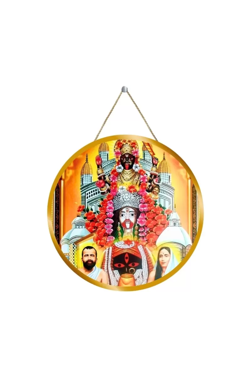 Maa Kali Matha 12x12 Inch Round Religious Photo Frame | Spiritual Wall Decor For Home Temple, Pooja Room & Office | Divine Wall Art Picture For Worship, Meditation & Gift (F13195)