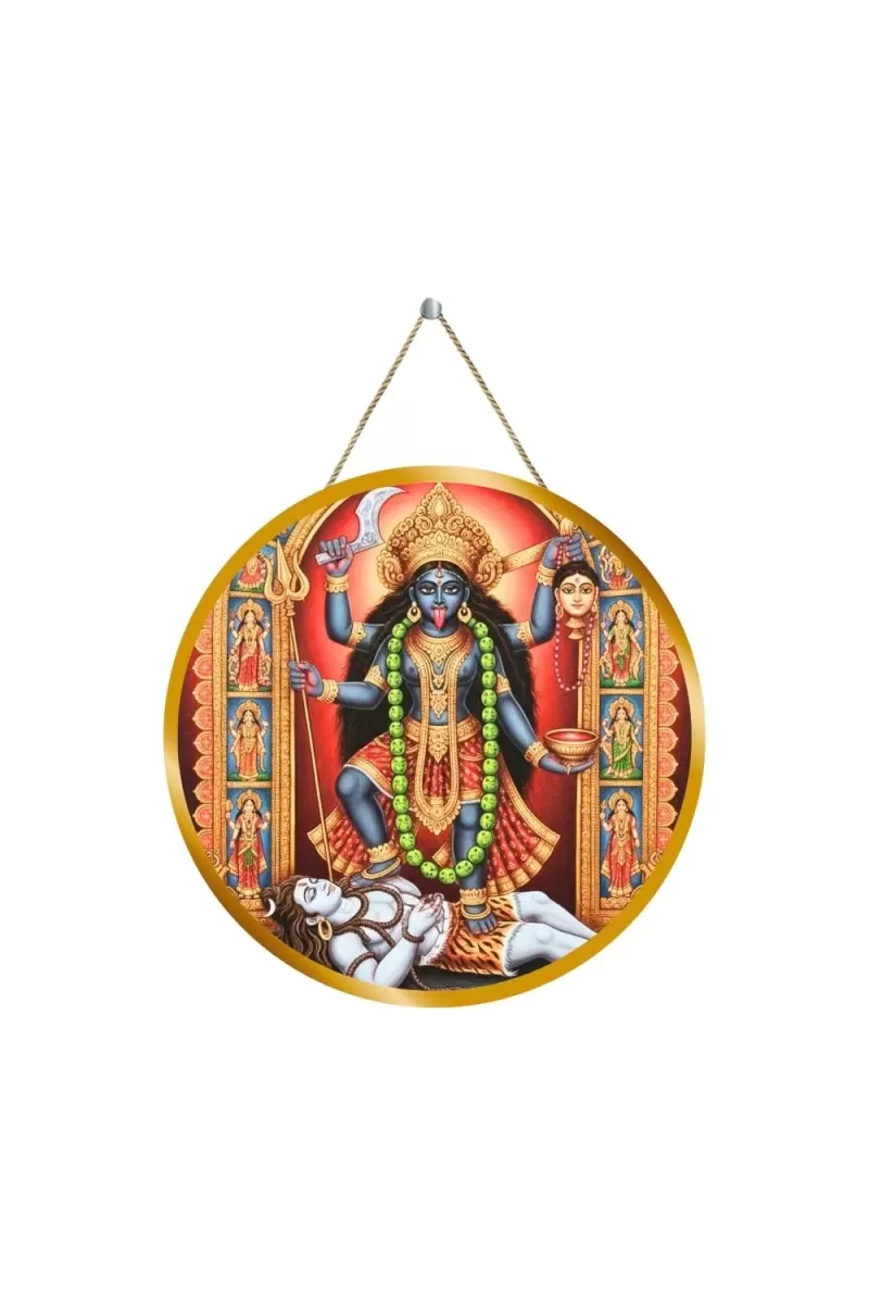Maa Kali Matha 12x12 Inch Round Religious Photo Frame | Spiritual Wall Decor For Home Temple, Pooja Room & Office | Divine Wall Art Picture For Worship, Meditation & Gift (F13196)