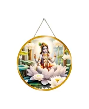Lord Krishna 12x12 Inch Round Religious Photo Frame | Spiritual Wall Decor For Home Temple, Pooja Room & Office | Divine Wall Art Picture For Worship, Meditation & Gift (F13198)