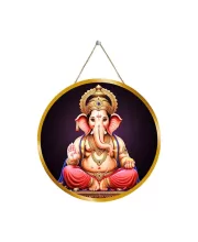 Lord Ganesha 12x12 Inch Round Religious Photo Frame | Spiritual Wall Decor For Home Temple, Pooja Room & Office | Divine Wall Art Picture For Worship, Meditation & Gift (F13200)