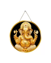 Lord Ganesha 12x12 Inch Round Religious Photo Frame | Spiritual Wall Decor For Home Temple, Pooja Room & Office | Divine Wall Art Picture For Worship, Meditation & Gift (F13201)