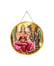 Goddess Lakshmi 12x12 Inch Round Religious Photo Frame | Spiritual Wall Decor For Home Temple, Pooja Room & Office | Divine Wall Art Picture For Worship, Meditation & Gift (F13203)