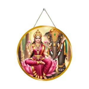 Goddess Lakshmi 12x12 Inch Round Religious Photo Frame | Spiritual Wall Decor For Home Temple, Pooja Room & Office | Divine Wall Art Picture For Worship, Meditation & Gift (F13203)